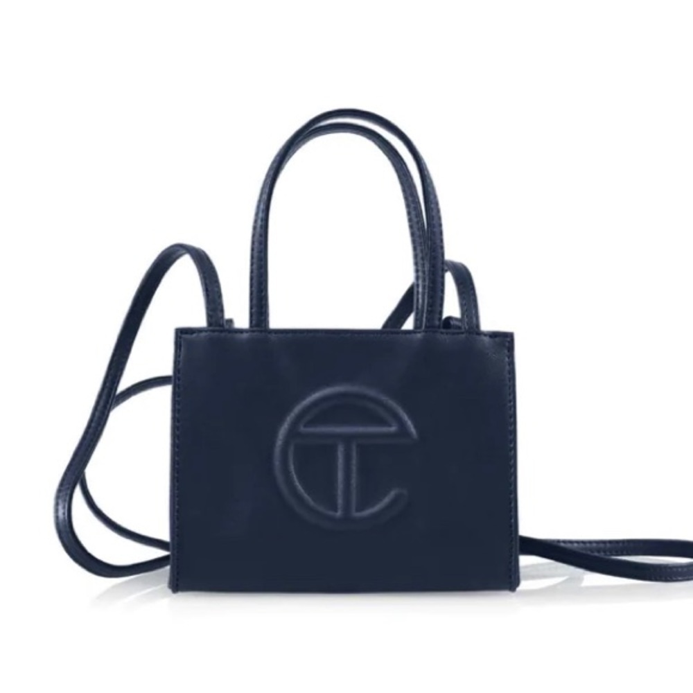 Small navy telfar shopping bag